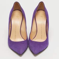 Pre Owned Giuseppe Zanotti Purple Suede Pointed Toe Pumps Size 38.5