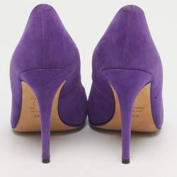 Pre Owned Giuseppe Zanotti Purple Suede Pointed Toe Pumps Size 38.5