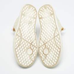 Pre Owned Giuseppe Zanotti Cream/White Croc Embossed and Leather High Top Sneakers Size 38