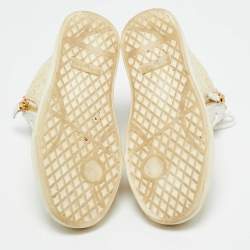 Pre Owned Giuseppe Zanotti Beige/White Croc Embossed and Leather Kriss High Top Sneakers Size 37
