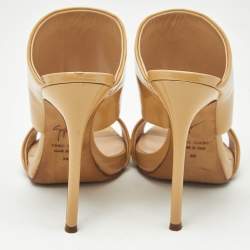 Pre Owned Giuseppe Zanotti Beige Patent Leather Andrea Slide Sandals Size 35