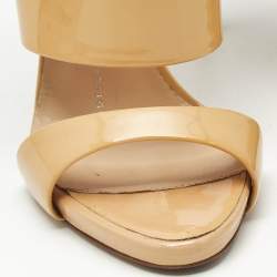 Pre Owned Giuseppe Zanotti Beige Patent Leather Andrea Slide Sandals Size 35