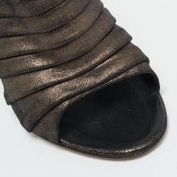 Pre Owned Giuseppe Zanotti Metallic Texture Suede Open Toe Mules Size 36