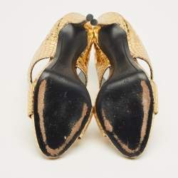 Pre Owned Giuseppe Zanotti Gold Python Embossed Leather Andrea Slide Sandals Size 40