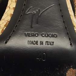 Pre Owned Giuseppe Zanotti Gold Python Embossed Leather Andrea Slide Sandals Size 40