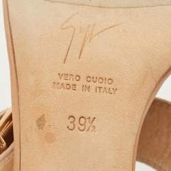 Pre Owned Giuseppe Zanotti Gold Leather Buckle Slide Sandals Size 39.5