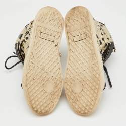 Pre Owned Giuseppe Zanotti Gold/Black Python Embossed Leather Coby High Top Sneakers Size 39