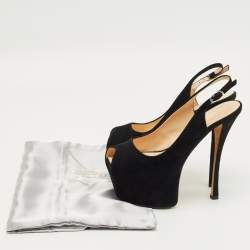 Pre Owned Giuseppe Zanotti Black Suede Platform Slingback Pumps Size 36