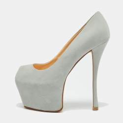 Pre Owned Guisuppe Zanotti Grey Suede Liza Peep Toe Platform Pumps Size 36