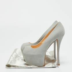 Pre Owned Guisuppe Zanotti Grey Suede Liza Peep Toe Platform Pumps Size 36