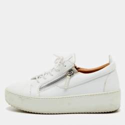 Pre Owned Giuseppe Zanotti White Leather Frankie Low Top Platform Sneakers Size 41