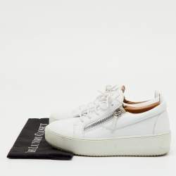 Pre Owned Giuseppe Zanotti White Leather Frankie Low Top Platform Sneakers Size 41