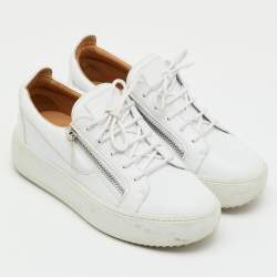 Pre Owned Giuseppe Zanotti White Leather Frankie Low Top Platform Sneakers Size 41