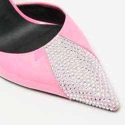 Pre Owned Giuseppe Zanotti Pink Patent Leather and Suede Henriette Strass Pumps Size 40