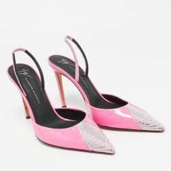 Pre Owned Giuseppe Zanotti Pink Patent Leather and Suede Henriette Strass Pumps Size 40