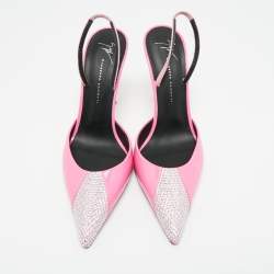 Pre Owned Giuseppe Zanotti Pink Patent Leather and Suede Henriette Strass Pumps Size 40