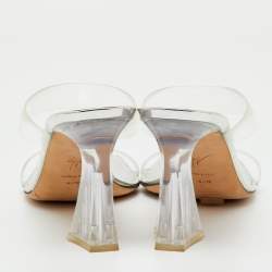 Pre Owned Giuseppe Zanotti Transparent/Silver PVC Flamina Flexi Slide Sandals Size 40.5