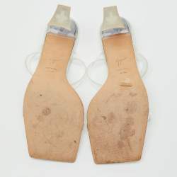 Pre Owned Giuseppe Zanotti Transparent/Silver PVC Flamina Flexi Slide Sandals Size 40.5