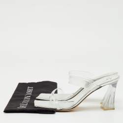 Pre Owned Giuseppe Zanotti Transparent/Silver PVC Flamina Flexi Slide Sandals Size 40.5