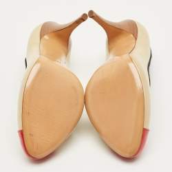 Pre Owned حذ�اء كعب عالي جوسيبي زانوتي مقدمة مدببة جلد ثلاثي الألوان وجلد لامع مقاس 38