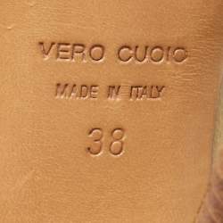 Pre Owned حذاء كعب عالي جوسيبي زانوتي مقدمة مدببة جلد ثلاثي الألوان وجلد لامع مقاس 38