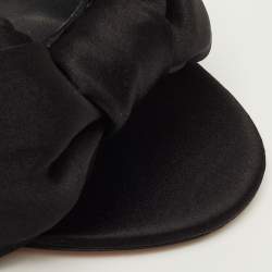 Pre Owned Giuseppe Zanotti Size 36 Black Satin Knotted Bow Slide Sandals