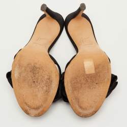Pre Owned Giuseppe Zanotti Size 36 Black Satin Knotted Bow Slide Sandals
