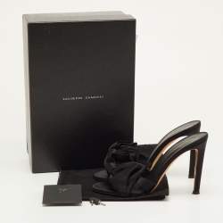 Pre Owned Giuseppe Zanotti Size 36 Black Satin Knotted Bow Slide Sandals
