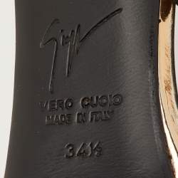 Pre Owned Giuseppe Zanotti Size 34.5 Metallic/Black Foil Leather Sandals