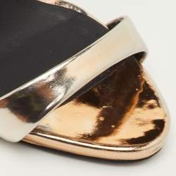 Pre Owned Giuseppe Zanotti Size 34.5 Metallic/Black Foil Leather Sandals