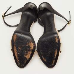 Pre Owned Giuseppe Zanotti Size 34.5 Metallic/Black Foil Leather Sandals