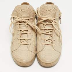 مملوكة مسبقًا حذاء سنيكرز جويسيبي زانوتي كريس جلد منقوش بيج برباط مقاس 38.5