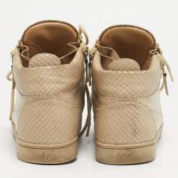مملوكة مسبقًا حذاء سنيكرز جويسيبي زانوتي كريس جلد منقوش بيج برباط مقاس 38.5