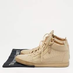 مملوكة مسبقًا حذاء سنيكرز جويسيبي زانوتي كريس جلد منقوش بيج برباط مقاس 38.5