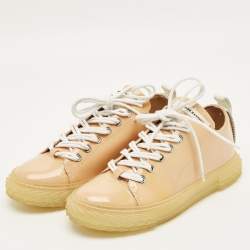 مملوكة مسبقًا Giuseppe Zanotti Blabber Size 39 Beige Patent Leather Low Top Sneakers