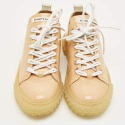 مملوكة مسبقًا Giuseppe Zanotti Blabber Size 39 Beige Patent Leather Low Top Sneakers