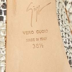 Pre Owned Giuseppe Zanotti Sharon Size 38.5 Cream Python Embossed Leather Peep Toe Pumps