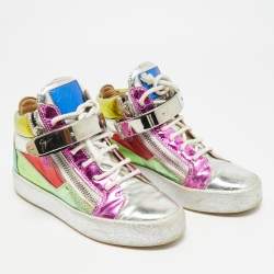 Pre Owned Giuseppe Zanotti Size 36 Multicolor Patent Leather High Top Sneakers