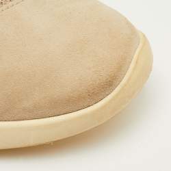 Pre Owned Giuseppe Zanotti May London Size 38 Beige Mesh and Suede Crystal Embellished Sneakers