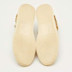 Pre Owned Giuseppe Zanotti May London Size 38 Beige Mesh and Suede Crystal Embellished Sneakers