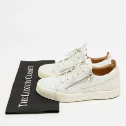 Pre Owned Giuseppe Zanotti Frankie Size 37 Multicolor Glitter and Leather Lace Up Sneakers