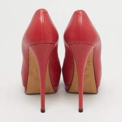 مملوكة مسبقًا Giuseppe Zanotti Sharon Size 36 Red Leather Peep Toe Pumps
