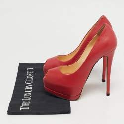 مملوكة مسبقًا Giuseppe Zanotti Sharon Size 36 Red Leather Peep Toe Pumps