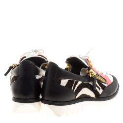 Giuseppe Zanotti Multicolor Zebra Print Pony Hair and Leather Lace Up Sneakers Size 37