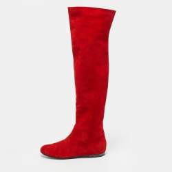 Pre Owned Giuseppe Zanotti Sandra Size 40 Red Suede Knee Length Boots