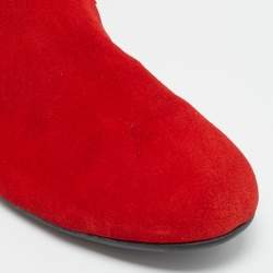 Pre Owned حذاء بوت كاحل جوسيبي زانوتي الين سويدي أحمر داكن مقدمة مفتوحة قصات مفرغة مقاس 38