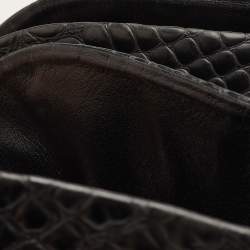 Pre Owned Giuseppe Zanotti Size 38.5 Black Snakeskin Embossed Leather Over The Knee Boots