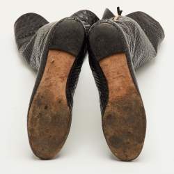 Pre Owned Giuseppe Zanotti Size 38.5 Black Snakeskin Embossed Leather Over The Knee Boots