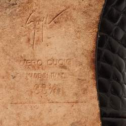 Pre Owned Giuseppe Zanotti Size 38.5 Black Snakeskin Embossed Leather Over The Knee Boots