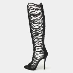 مملوكة مسبقًا Giuseppe Zanotti Size 41 Black Suede Gladiator Knee Length Boots